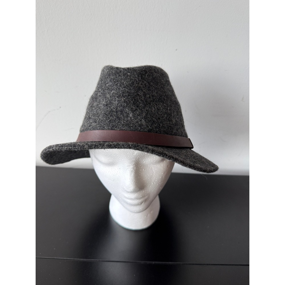 Quaker Marine Supply Nairobi Wool Fedora Hat Charcoal Grey Leather Band Medium
